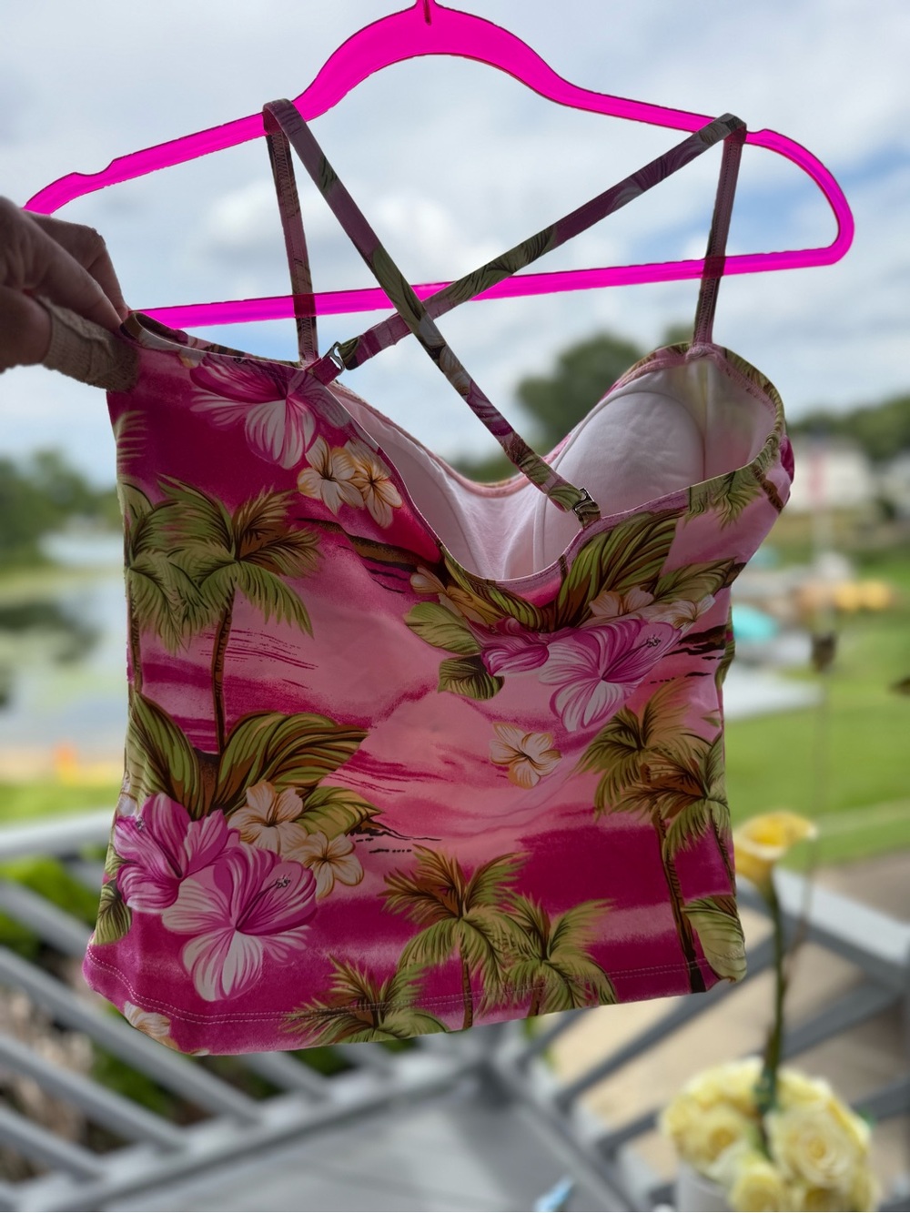 Sun Blush Pink/White Floral One-
Piece size 12 pre-owned with free gift .